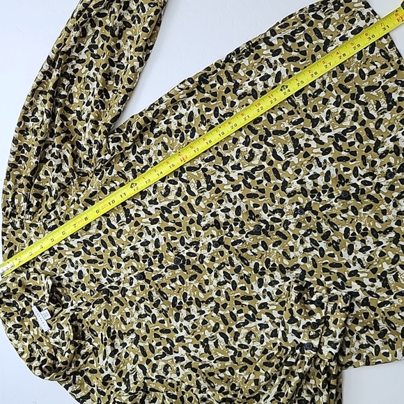 Topshop Long Sleeve Button Up Blouse Abstract  Animal Print Mustard Black US 10 - Picture 14 of 15